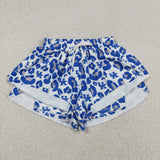 Adult UK Team Blue White Leopard Print Athletic Mommy & Me Women Shorts