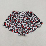 Adult Team Red Black Leopard Print Athletic Women Shorts