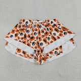 Adult Dog Team Orange Black Leopard Print Athletic Women Shorts