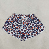 Adult Team Orange Blue Leopard Print Athletic Women Shorts