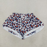 Adult Team Orange Blue Leopard Print Athletic Women Shorts