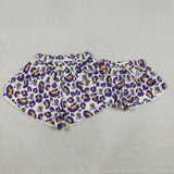 Adult Team Tiger Purple Yellow Leopard Print Athletic Women Shorts