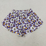 Adult Team Tiger Purple Yellow Leopard Print Athletic Women Shorts