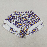 Adult Team Tiger Purple Yellow Leopard Print Athletic Women Shorts