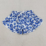 Kids UK Team Blue White Leopard Print Athletic Athletic Mommy & Me Girls Shorts