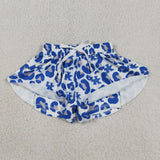 Kids UK Team Blue White Leopard Print Athletic Athletic Mommy & Me Girls Shorts
