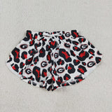 Kids Team Red Black Leopard Print Athletic Mommy & Me Girls Shorts