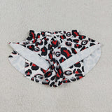 Kids Team Red Black Leopard Print Athletic Mommy & Me Girls Shorts
