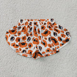 Kids Dog Team Orange Black Leopard Print Athletic Mommy & Me Girls Shorts