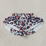 Kids Team Orange Blue Leopard Print Athletic Mommy & Me Girls Shorts