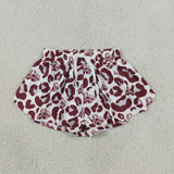 Team Red Gray Leopard Print White Athletic Girls Shorts