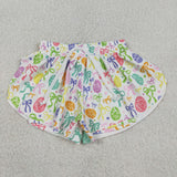 Kids Bow Pattern Eggs Athletic Girls Easter Shorts