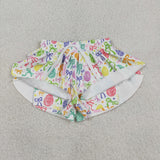 Kids Bow Pattern Eggs Athletic Girls Easter Shorts
