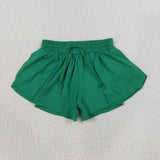 Solid Dark Green Butterfly Athletic Girls Shorts