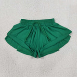 Solid Dark Green Butterfly Athletic Girls Shorts