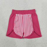Hot Pink Stripe Athletic Girls Shorts