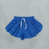 Polka Dots Blue Athletic Girls Shorts