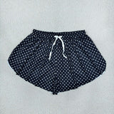 Adult White Polka Dots Black Athletic Women Shorts