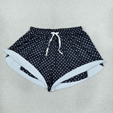 Adult White Polka Dots Black Athletic Women Shorts