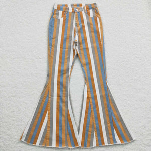 Orange Grey White Stripe Adult Jeans Pants