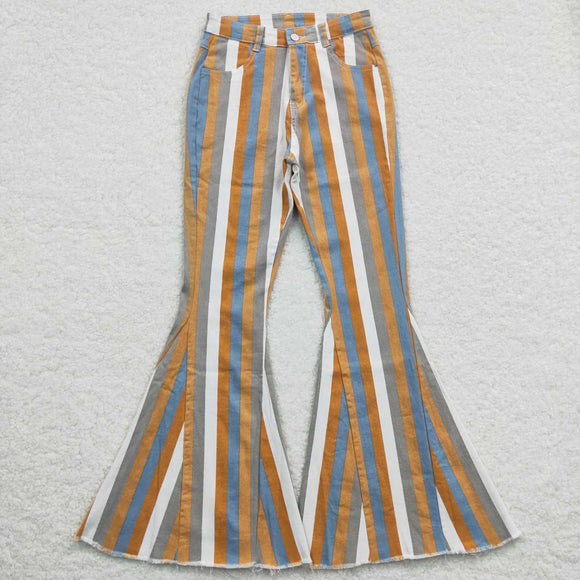 Orange Grey White Stripe Adult Jeans Pants