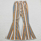 Orange Grey White Stripe Adult Jeans Pants