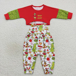 Cartoon White Jumpsuit Red Girls Christmas Outfits