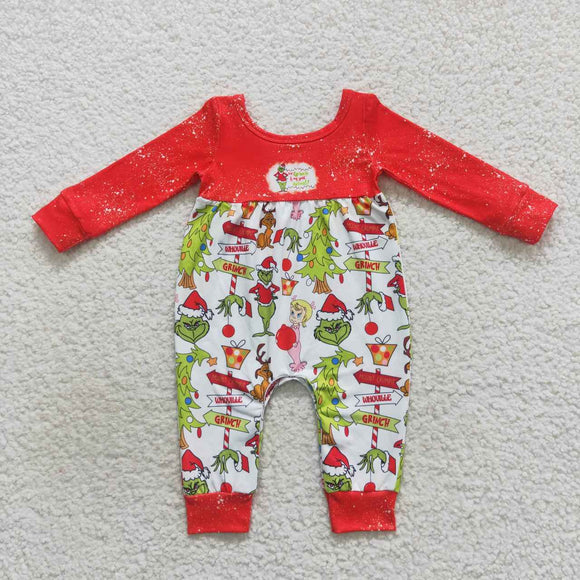 Cartoon White Red Boys Christmas Romper