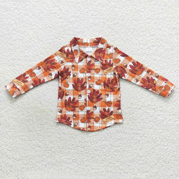 Turkey Plaid Boys Thanksgiving Top