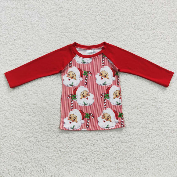 Santa Red Stripes Boys Christmas Top