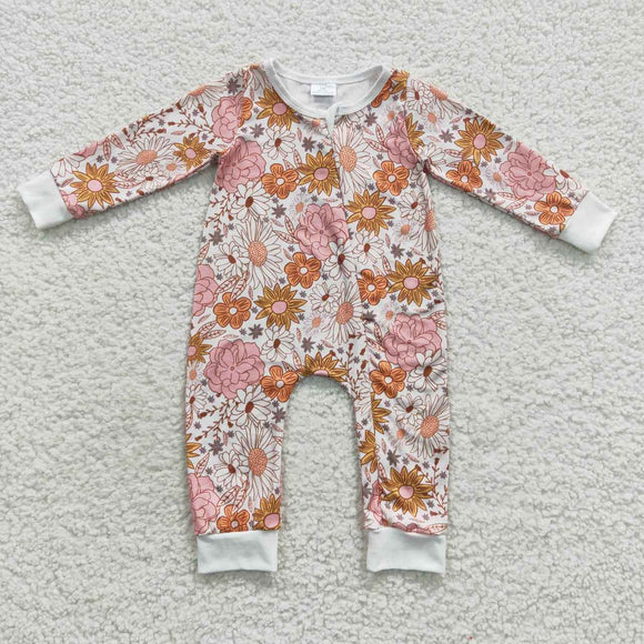 Floral Off-White Girls Fall Romper