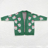 Santa Green Cardigan Sweaters Girls Christmas Top