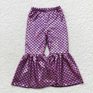 Purple Pink Scale Print Girls Pants