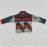 No Pocket Blue Red Stripe Shirt Boys Long Sleeve Top