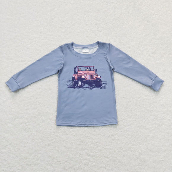 Car Blue Boys Long Sleeve Top