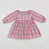 Floral Smocked Plaid Girls Christmas Dress