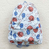 Baseball Print Sky Blue Backpack