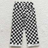 Black White Plaid Boys Jeans Pants