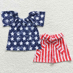 Promotional Stars Stripes Belt Girls 4th of July Outfits