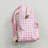 Pink White Plaid Backpack