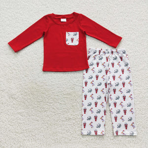 Lobster Bird Crocodile Red White Boys Christmas Outfits