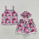 Hot Pink Smile Girls Shorts Sets