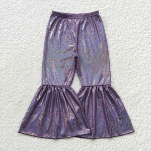 Purple Satin Bell Bottoms Pants