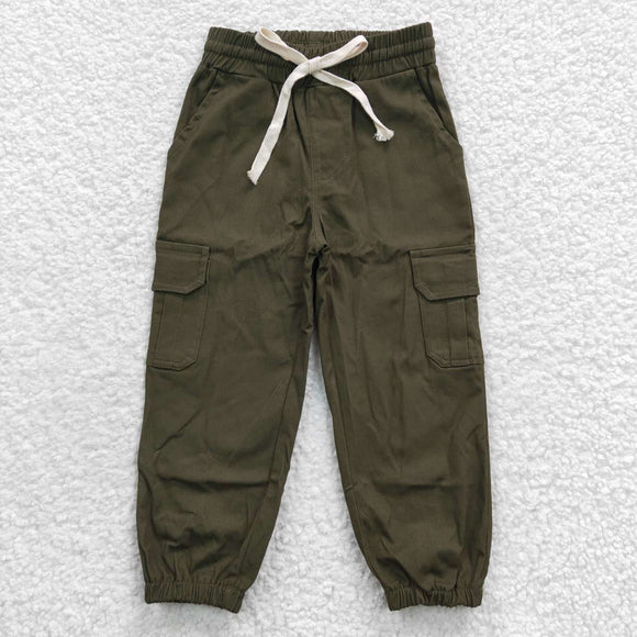 Solid Army Green Kids Overalls Pants