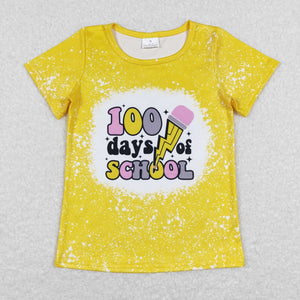 100 Days Pencil Yellow Girls Back to School Top