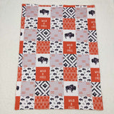 Wild Free Bull Aztec Plaid Blankets