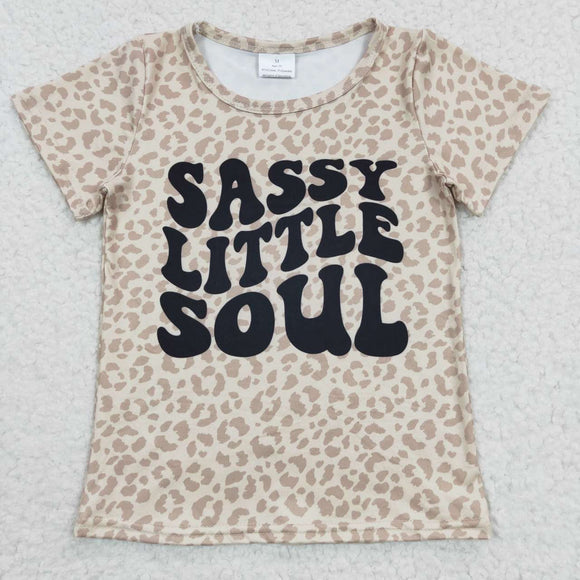 Sassy Little Soul Leopard Print Girls Short Sleeve Top