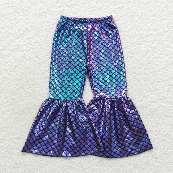 Blue Purple Scale Print Girls Pants