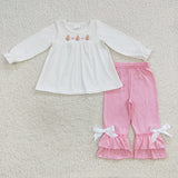 Trees Bows Pink Polka Dots Girls Christmas Outfits