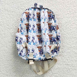 Highland Cow Floral White Backpack